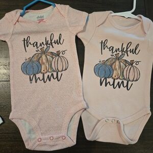 Pink Thankful Pumpkin Baby Onesies